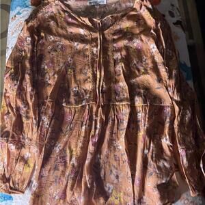 Floral Women's XL Top - Brown